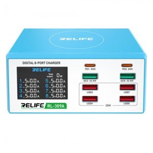 Relife RL-309A 100W High Power 8-Port Fast Charging Digital Display USB Charger